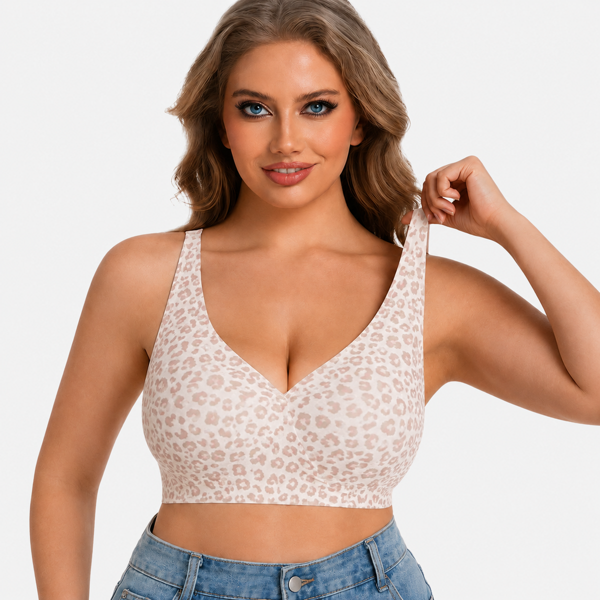 Velora™ Seamless Leopard Deep V Push-Up Wireless Bra