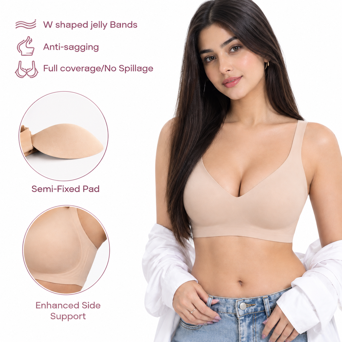 Velora™ Seamless Deep V Push-Up Wireless Bra